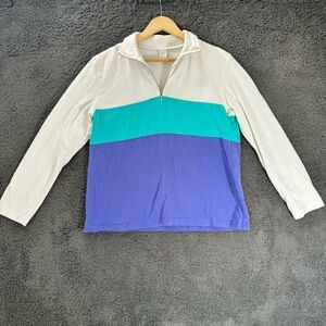 Lands End Women’s Quarter Zip Color Block  Size M (10-12) Vintage